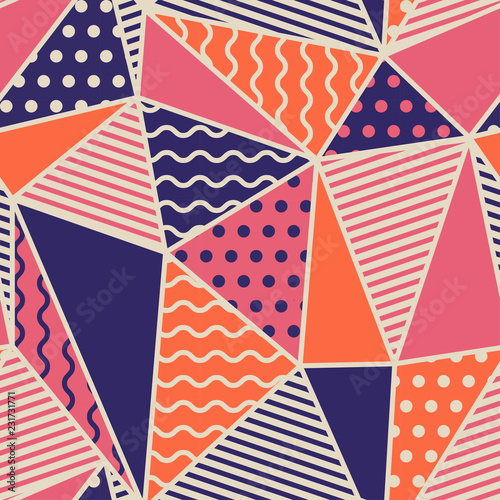Geometric background with decorative triangles and abstract elements. Vector illustration.