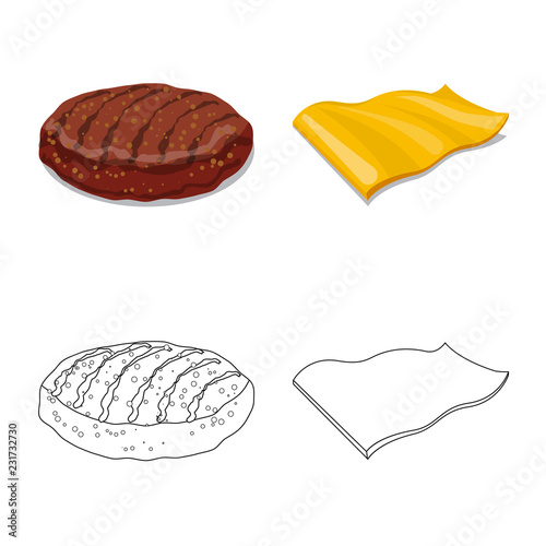 Vector design of burger and sandwich logo. Set of burger and slice stock vector illustration.