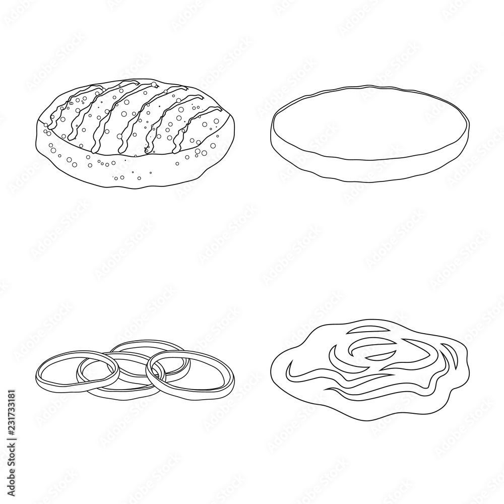 Vector illustration of burger and sandwich sign. Collection of burger and slice vector icon for stock. Vector illustration of burger and sandwich sign. Collection of burger and slice vector icon for stock.