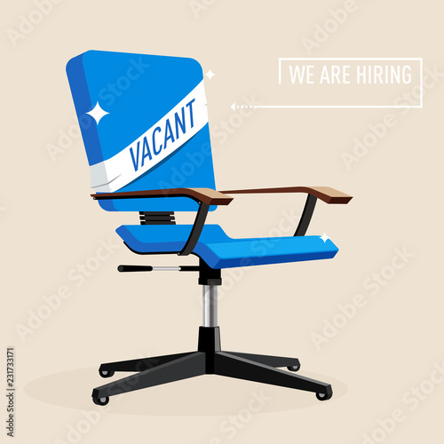 Office chair and a sign vacant