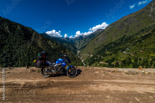 Motorcycle Rider in Darma Valley / Dugtu Valley in Uttarakhand