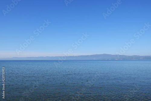 Ohrid lake view with mountain background, Macedonia.