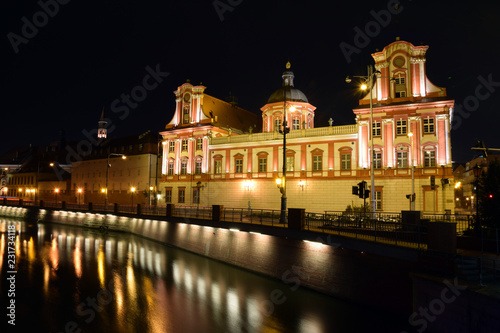 Ossolineum Palace at night. Wroclaw, Poland