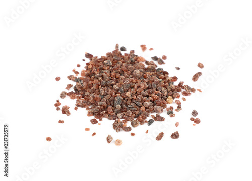 Close up Indian brown salt isolated on white