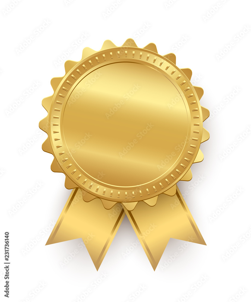 Vector golden seal with ribbons isolated on white background. Vector golden seal with ribbons isolated on white background.