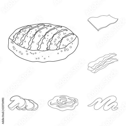 Isolated object of burger and sandwich logo. Set of burger and slice stock symbol for web.