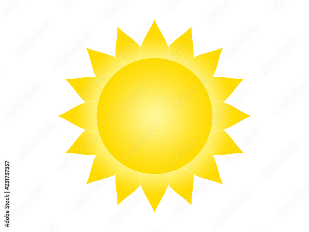 Symbol of the sun on a white background - obrazy, fototapety, plakaty 