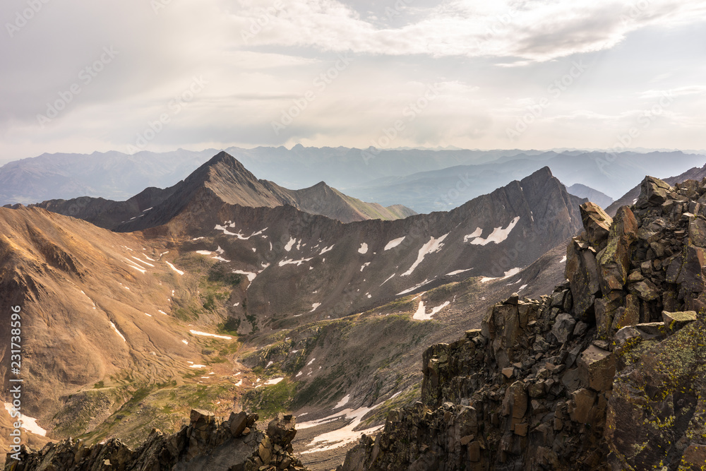 Colorado Rocky Mountain Summit. View from the summit of El Diente Peak, near Telluride.