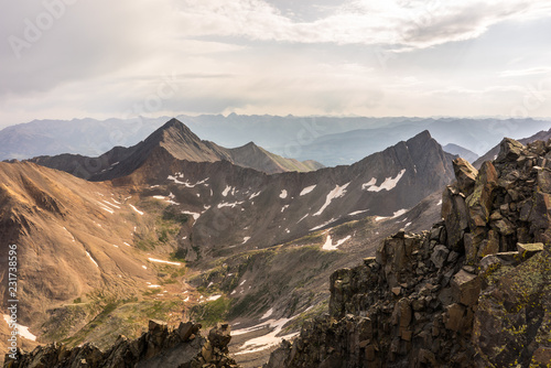 Colorado Rocky Mountain Summit.  View from the summit of El Diente Peak, near Telluride.  