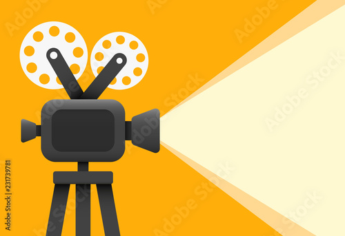 Retro cinema icon with text place, vector illustration
