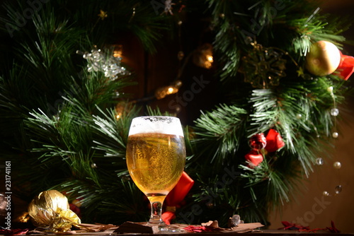 Christmas beer glass bar holiday