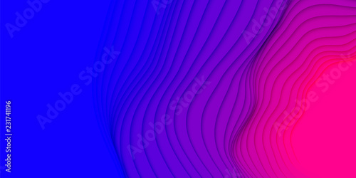 Vector 3D abstract background with paper cut shapes. Colorful carving art. Paper craft landscape with gradient fade colors. Minimalistic design layout for business presentations, flyers, posters.