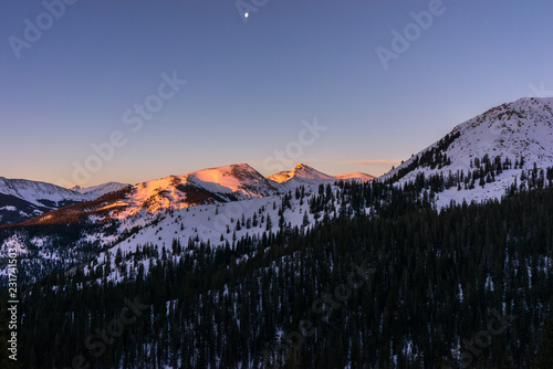 Snow covered Colorado Rocky Mountains in Winter photo