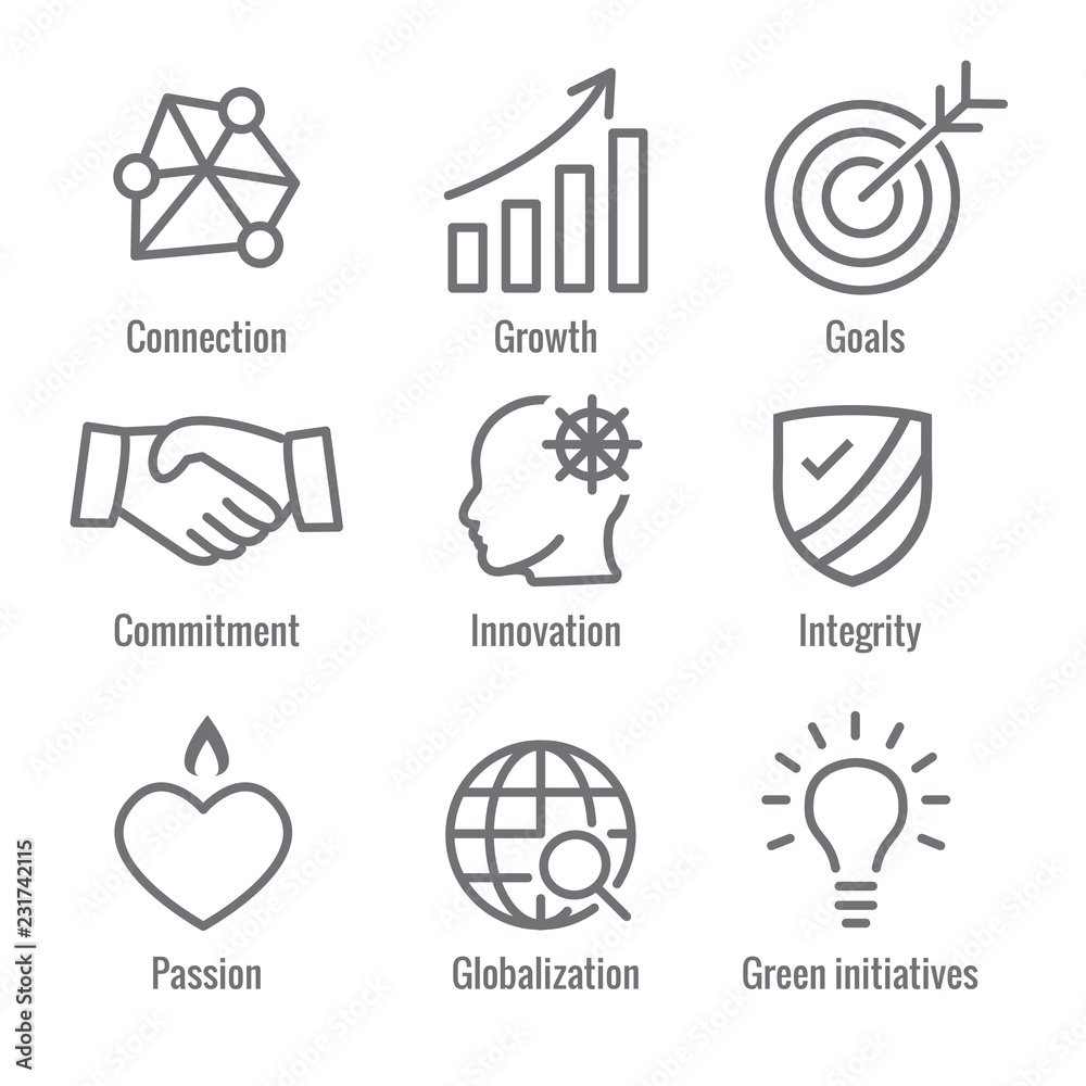 Core Values Outline / Line Icon Conveying Integrity - Purpose Core Values Outline / Line Icon Conveying Integrity - Purpose