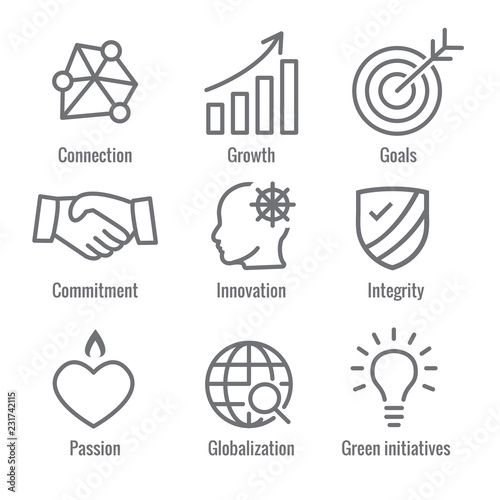 Core Values Outline / Line Icon Conveying Integrity - Purpose