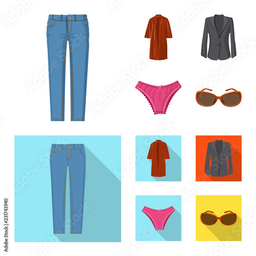 Isolated object of woman and clothing sign. Collection of woman and wear stock vector illustration.