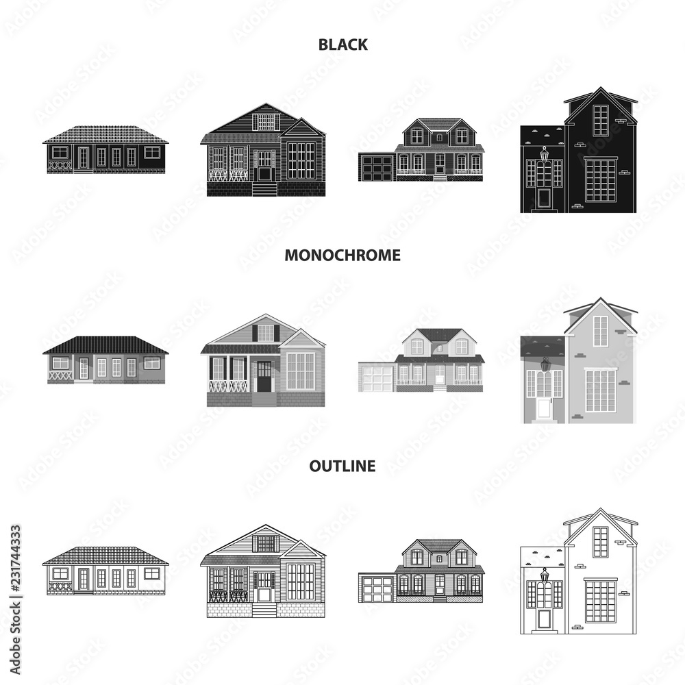 Vector design of building and front logo. Set of building and roof vector icon for stock.