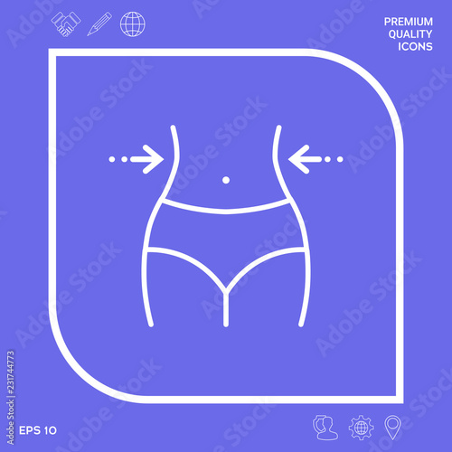 Women waist, weight loss, diet, waistline - line icon. Graphic elements for your design