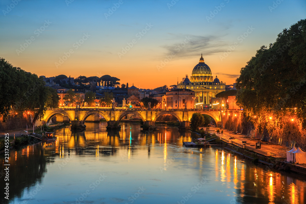 Vatican City, Rome, Italy, Beautiful Vibrant Night image