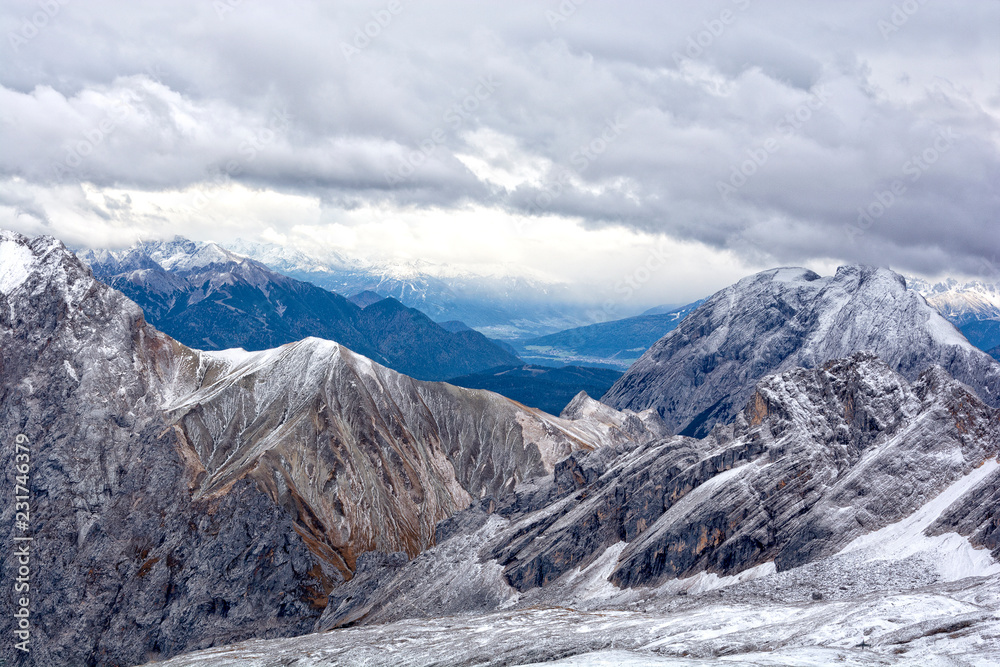 The view from top of Zugspitze, Germany