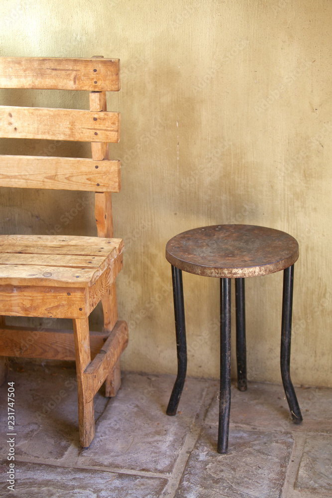Table and chair, rustic