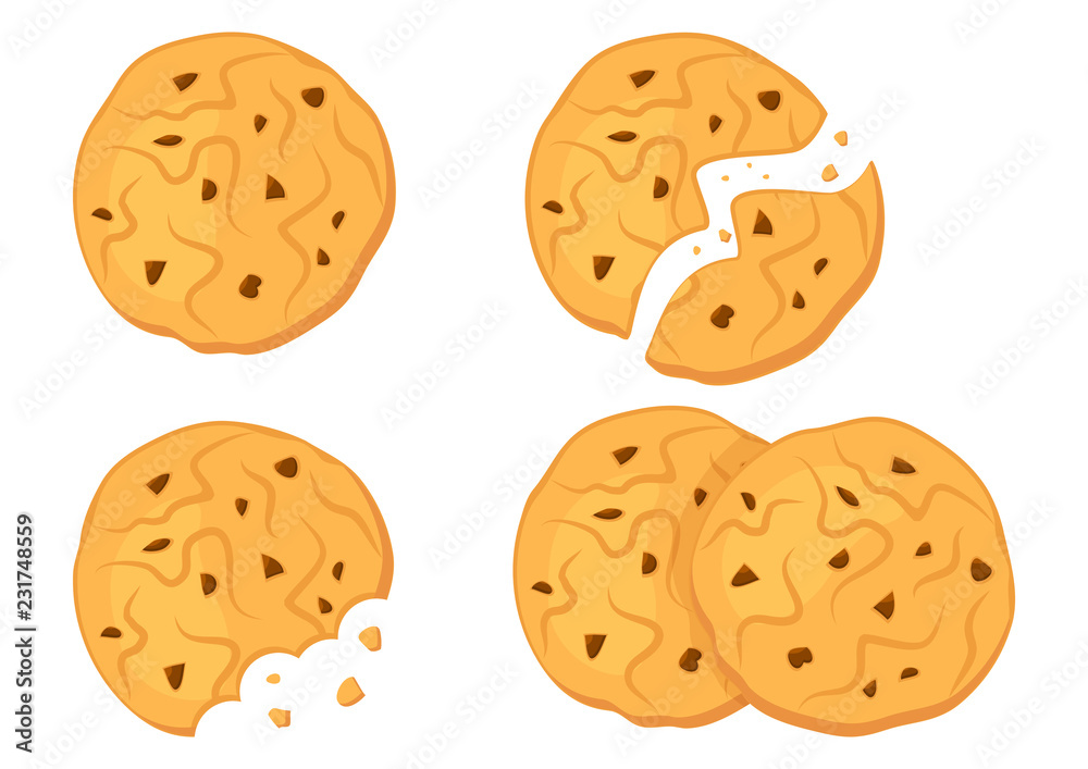 Set of chocolate oatmeal cookies. Vector illustration Set of chocolate oatmeal cookies. Vector illustration