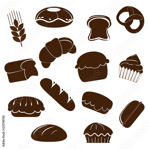 vector illustration of Bakery Product Food Collection
