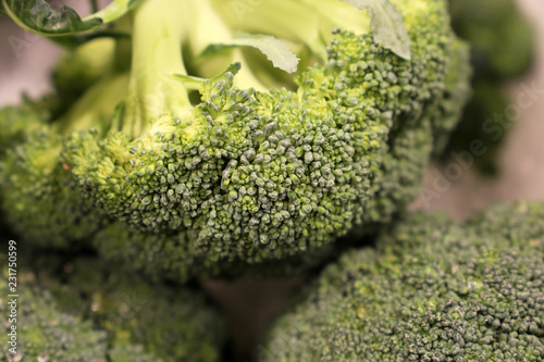 Fresh broccoli close-up. Green vegetables background, healthy eating © Oleg