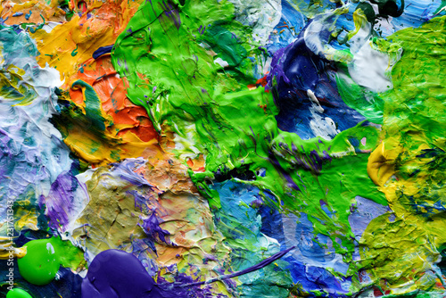 Artist palette with colorful paint spots