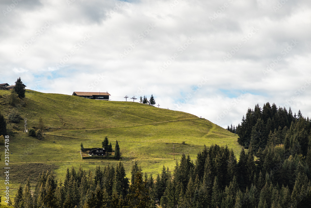 Bergwiese mit Liftanlage