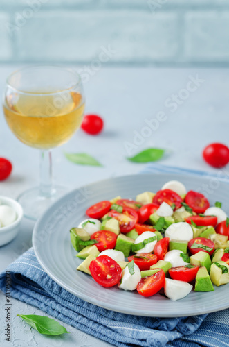 Avocado mozzarella tomato Basil salad