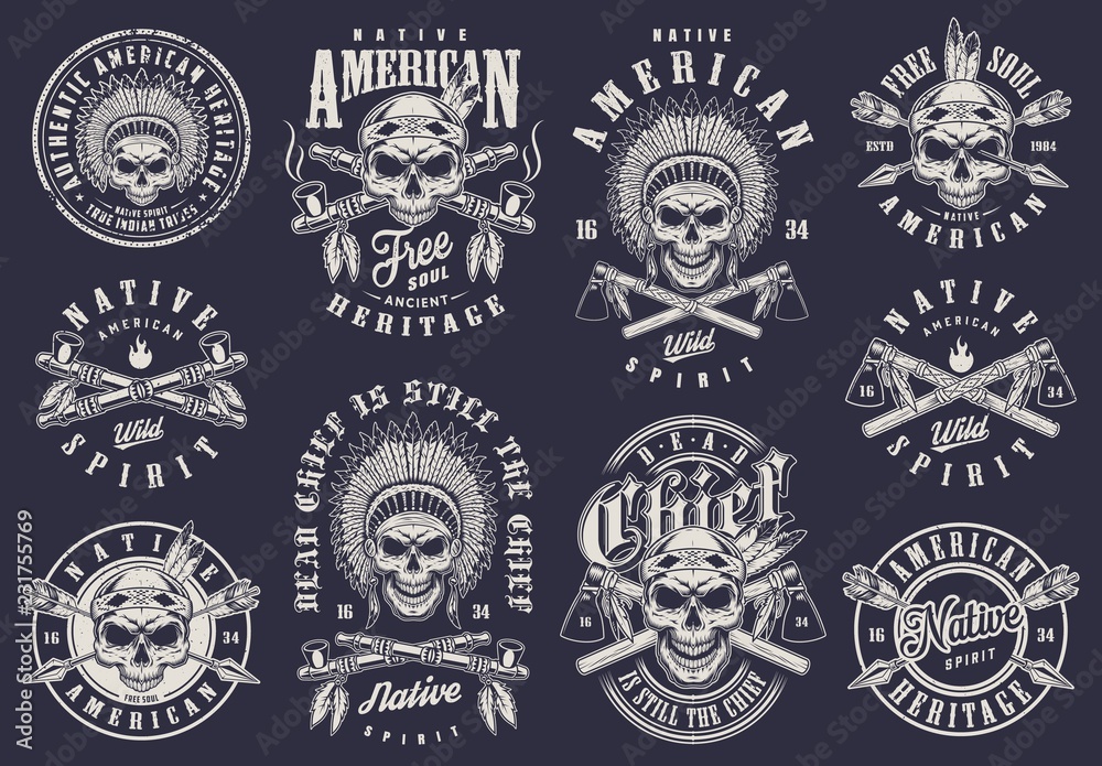 Obraz premium Vintage native american logos collection
