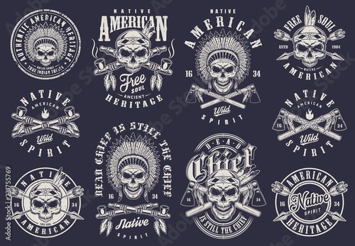 Vintage native american logos collection