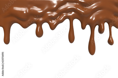 Chocolate streams isolated on white. 3d illustration. 