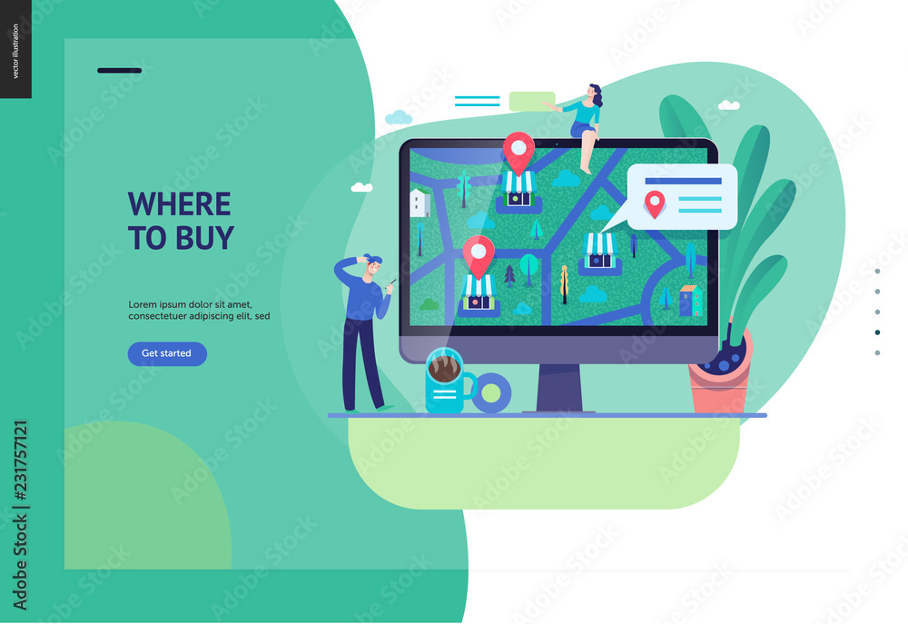 Business series, color 3 - where to buy - modern flat vector concept ...