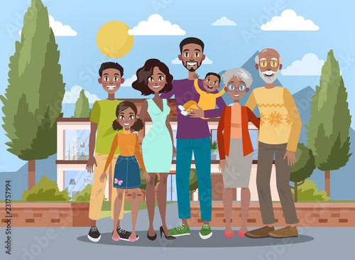 Mom and dad, children and their grandparents