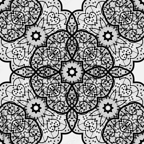 ethnic seamless pattern. Indian ornament,  flora pattern, mandala. range, circle, round, disk.  photo