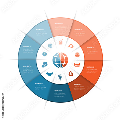 Best Ring infographics, can be used for workflow layout, diagram, web design, 10 number options, steps, text