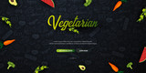 Healthy food. Vegetarian banner. Hand-draw doodle background. Vector illustration.