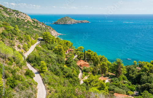 Fototapeta Naklejka Na Ścianę i Meble -  A sunny summer landscape near Porto Ercole, in Monte Argentario, in the Tuscany region of Italy. 