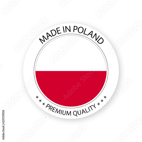 Free Download Modern vector Made in Poland label isolated on white background, simple sticker with Polish colors, premium quality stamp design, flag of Poland - GFXLoad