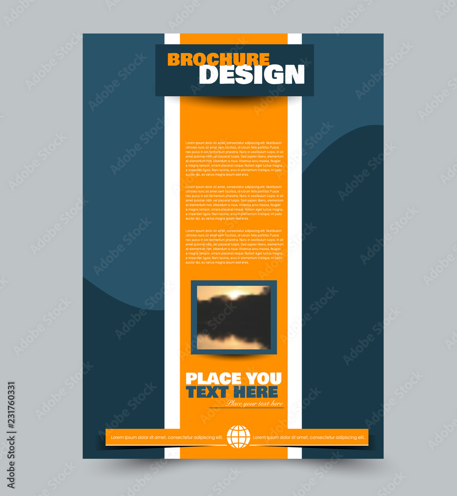 Blue and yellow flyer design template with built in images. Brochure ...