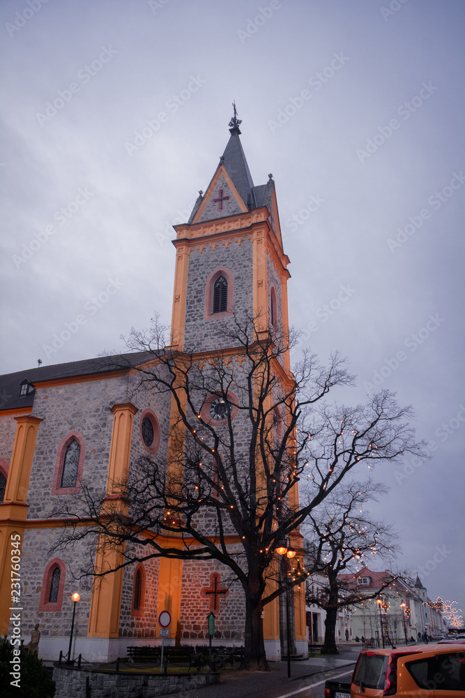 Fototapeta premium Hluboka nad Vltavou, South Bohemian Region, Czech Republic - January 4, 2014: Church of Saint John of Nepomuk