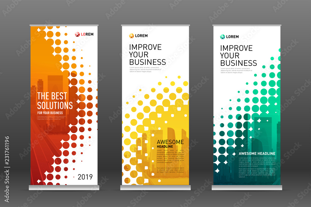 Real estate roll up banners design templates set