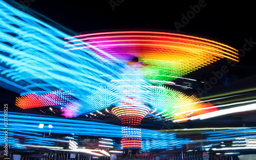 Long exposure photography. Carousel lights and movements, Uk