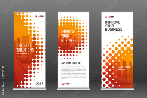 Construction roll up banners design templates set