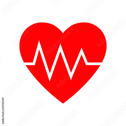 Pulse rate of heart, cardiogram icon
