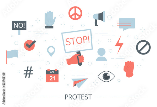 Protest concept. Idea of crowd of activist on demonstration