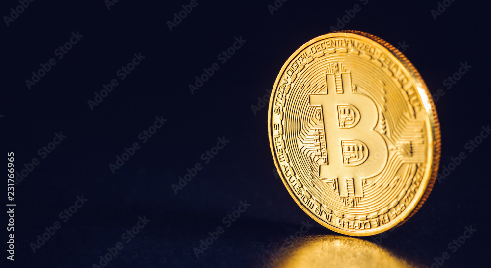 Bitcoin. Crypto currency Gold Bitcoin, BTC, Bit Coin. Macro shot of Bitcoin coins isolated on black background Blockchain technology, Bitcoin. Crypto currency Gold Bitcoin, BTC, Bit Coin. Macro shot of Bitcoin coins isolated on black background Blockchain technology,