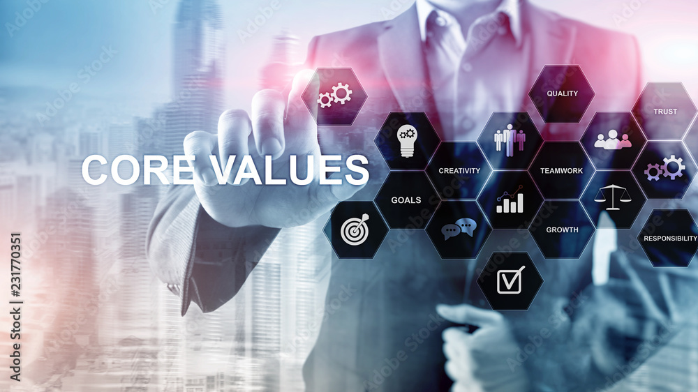 Core values concept on virtual screen. Business and finance solutions. Core values concept on virtual screen. Business and finance solutions.